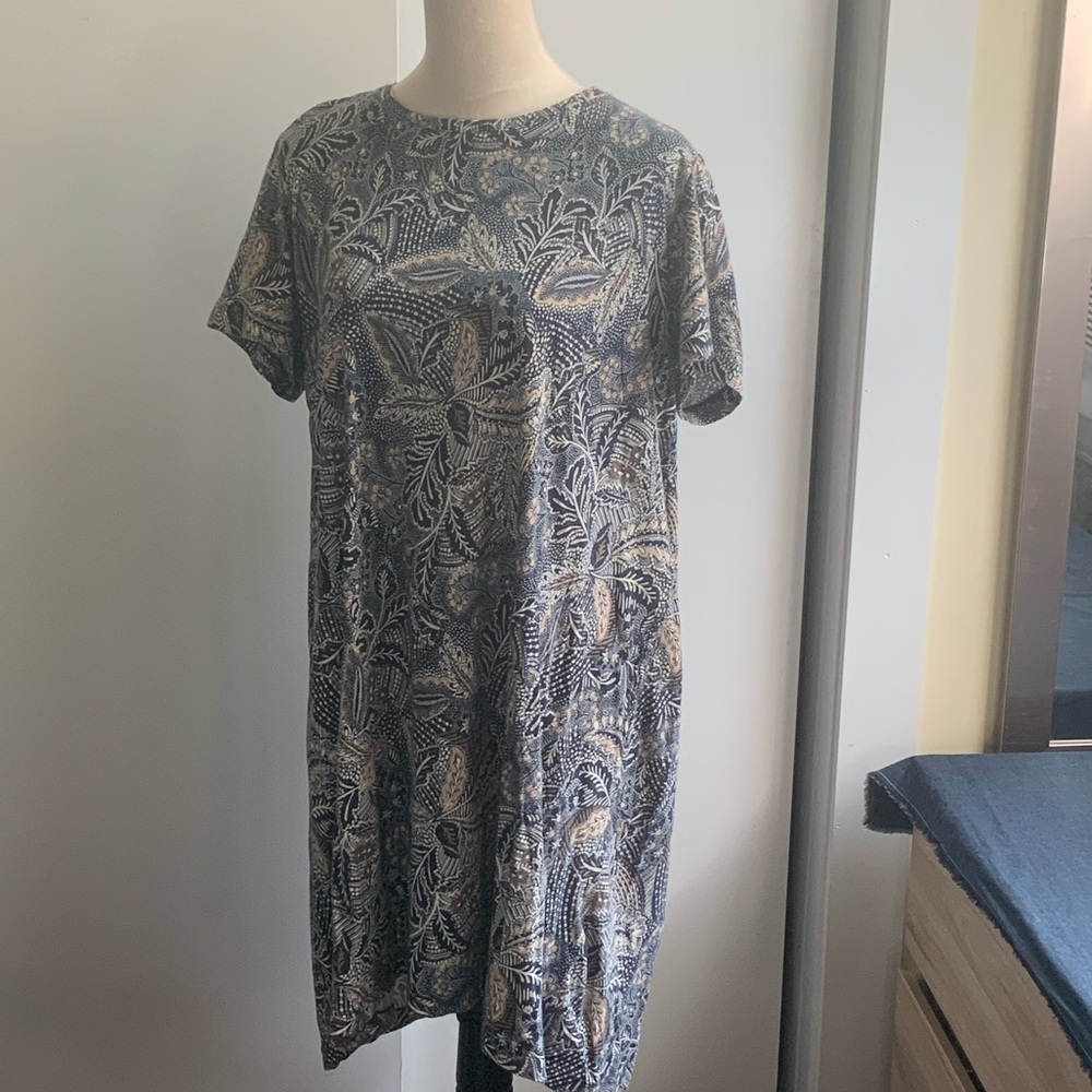 J Jill Pure Jill Blue and Cream cotton dress